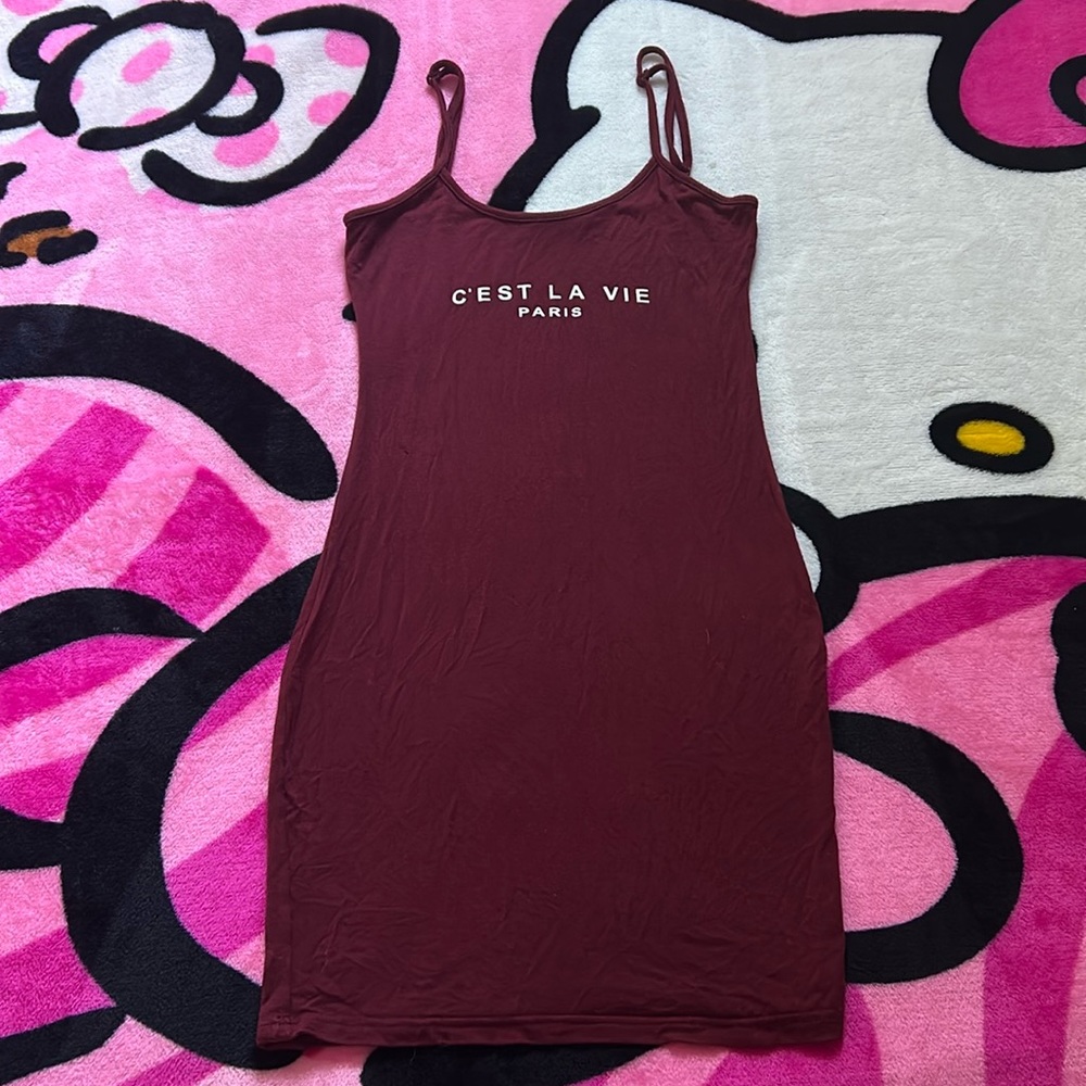 Shein Red ‘C’est La Vie’ Bodycon Dress